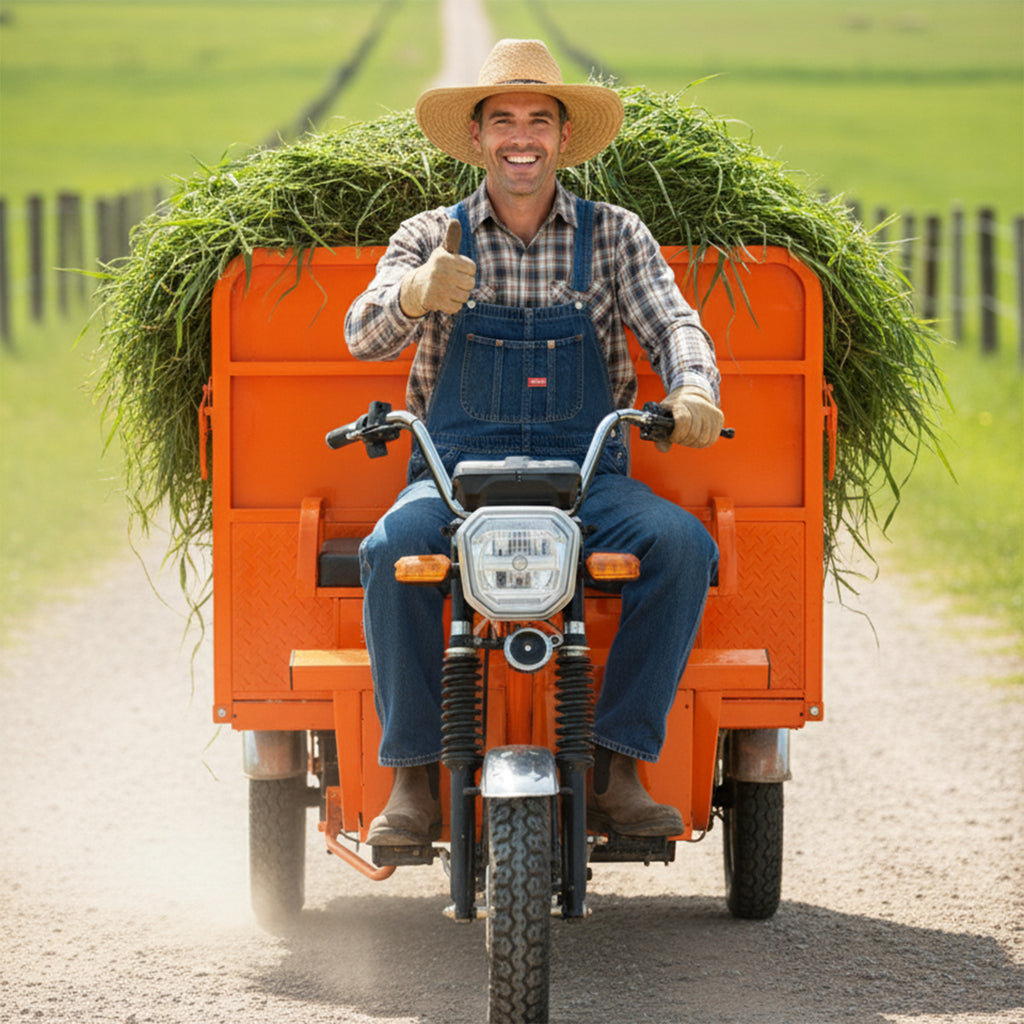 RooRig Electric 3-Wheel Cargo Trike | Heavy-Duty Farm & Utility Electric Vehicle (Optional Hydraulic Tipper)